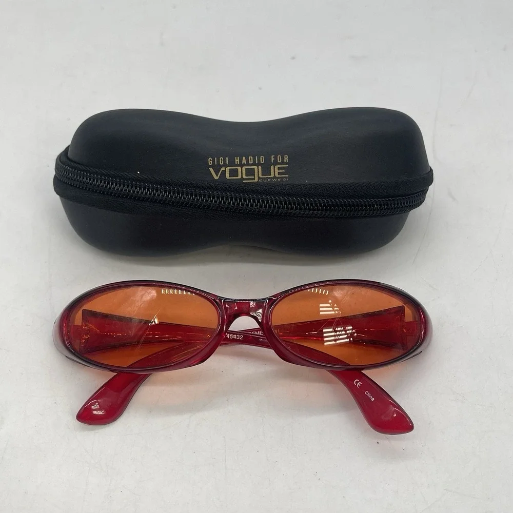 Vintage Supreme Sunglasses Frames Red Frame Red Lenses Oval Y2K 2000s